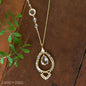 Long gold crystal bead necklace with crystal charm pendant one of a kind jewelry